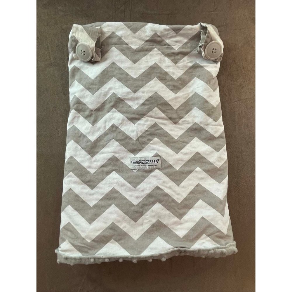 Baby Car Seat Canopy Chevron Adjustable Grey and White (SKU: 3IN)